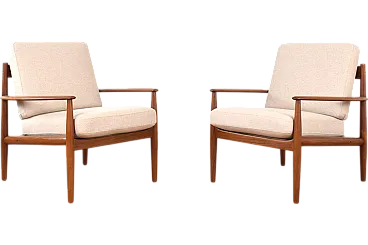 Pair of danish Teak Lounge Chairs by Grete Jalk for France & Son, 60s