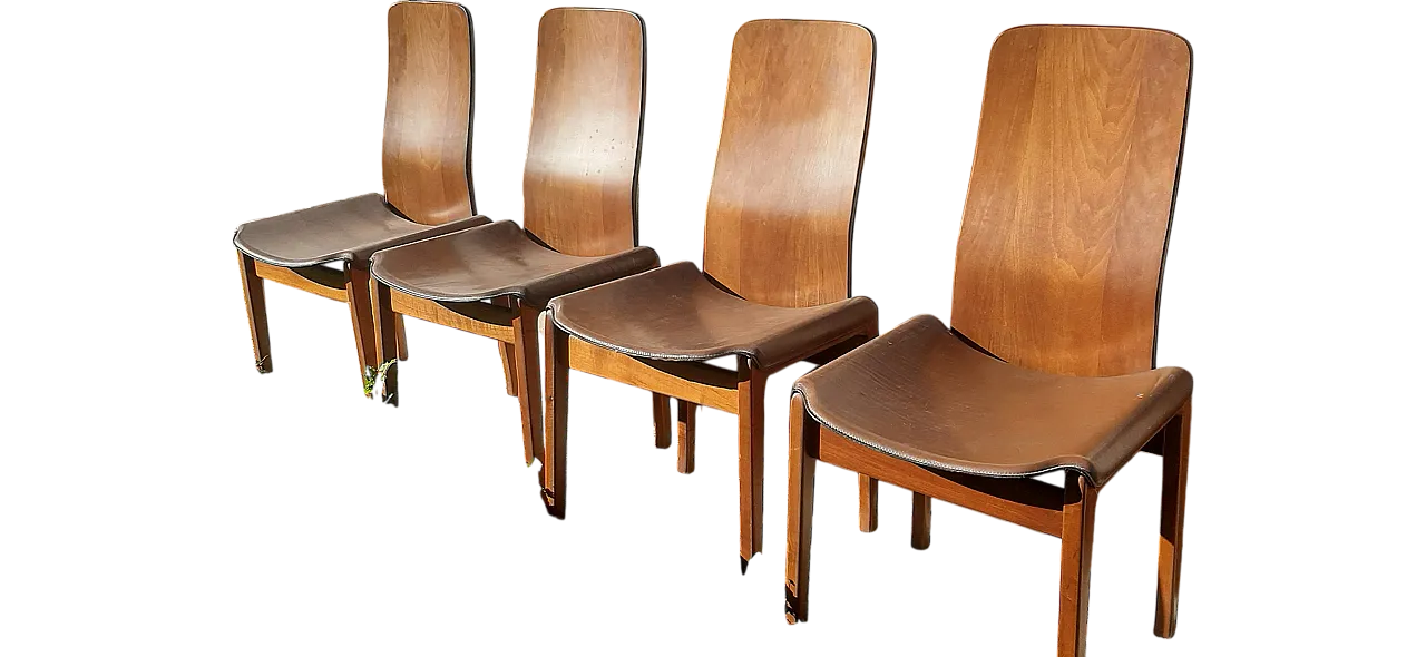 4 Fiorenza designer chairs Tito Agnoli for Molteni, 70s 6