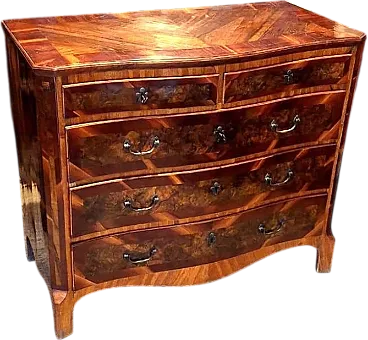 Corrugated wood veneer chest of drawers, 18th century