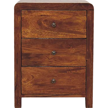 Bedside table Aspen 3 Drawer Solid Mango Wood Chestnut, 2000s