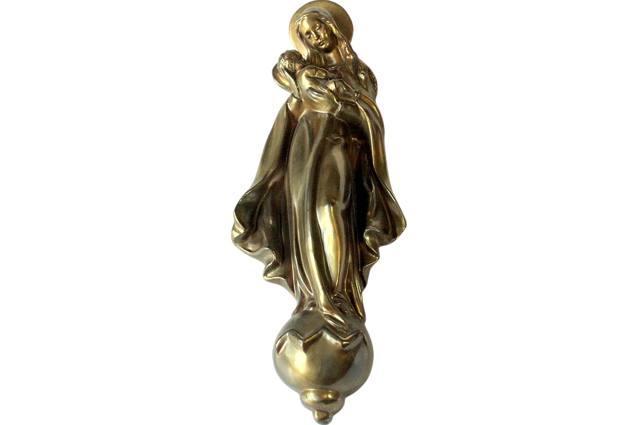 Brass sculpture Mother of God with Child, 1950s 8