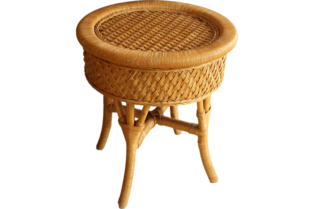 Round side table rattan and bamboo, 70s 11