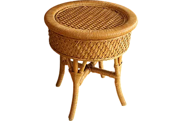 Round side table rattan and bamboo, 70s