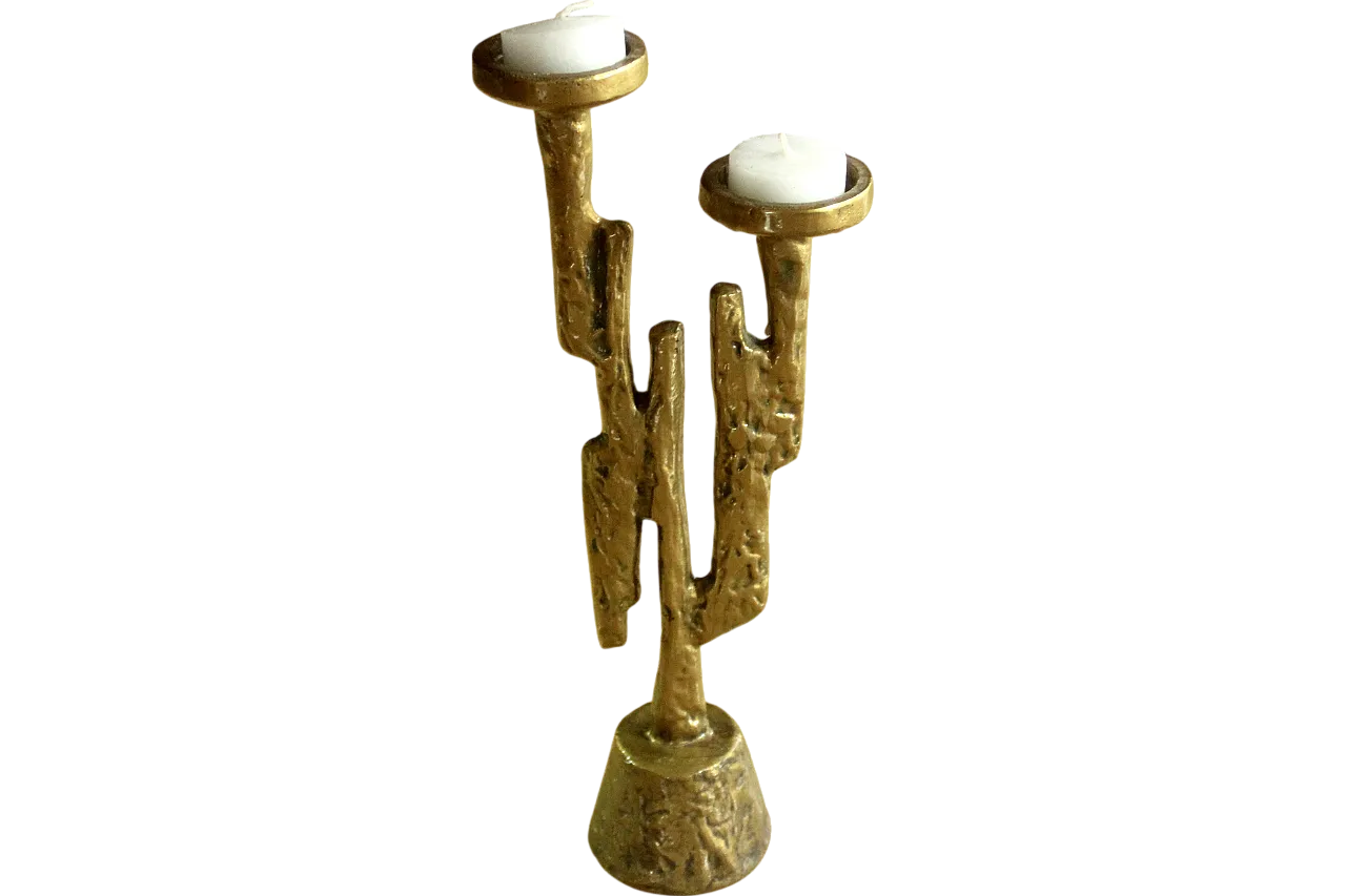 Tealight holder solid brass brutalist style by Horst Dalbeck, 70s 10