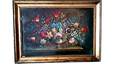 Vase with flowers, oil on canvas, early 19th century