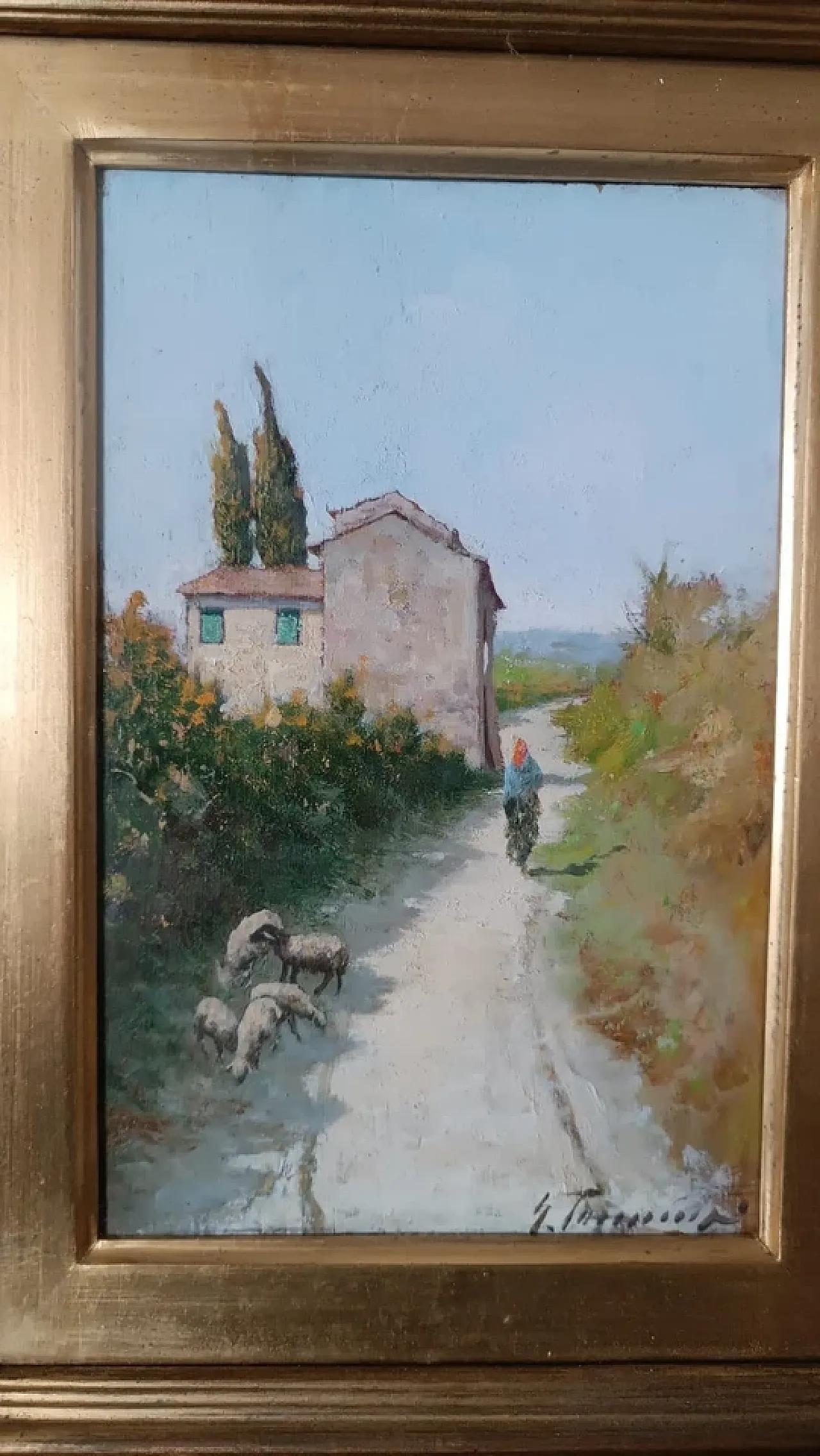 Tuscan foreshortening by Gino Tommasi, oil on panel, 20th century 2