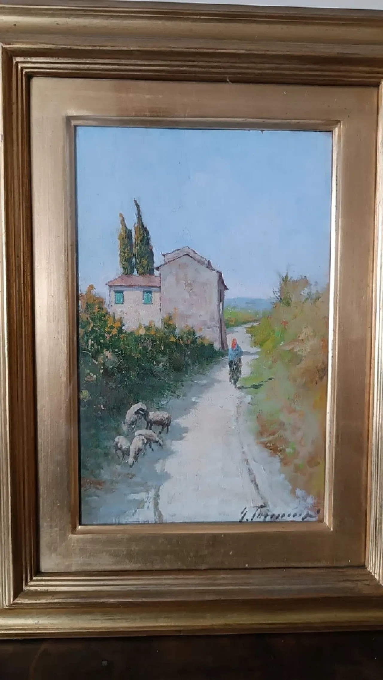 Tuscan foreshortening by Gino Tommasi, oil on panel, 20th century 4