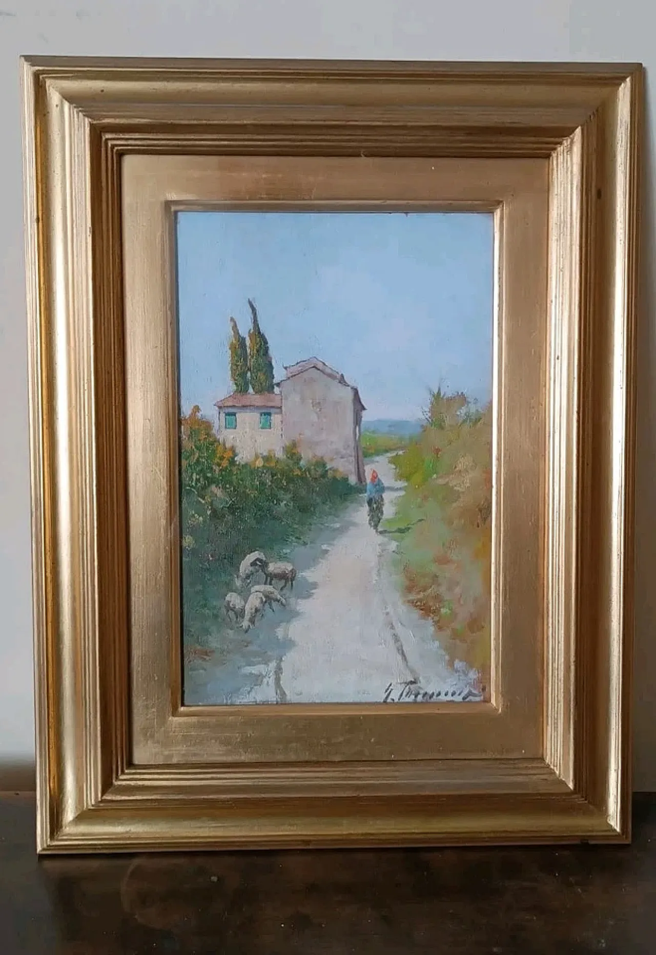 Tuscan foreshortening by Gino Tommasi, oil on panel, 20th century 6