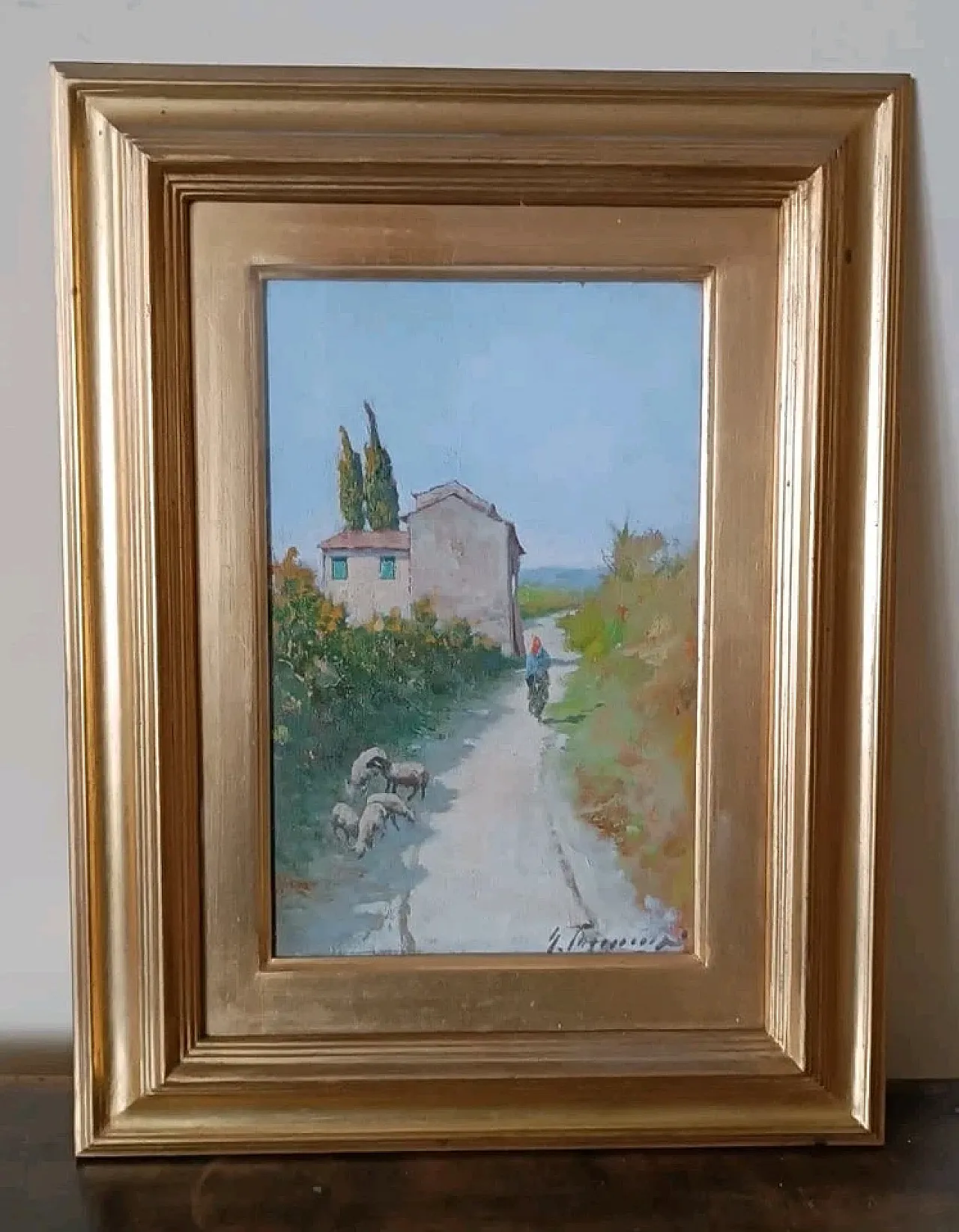 Tuscan foreshortening by Gino Tommasi, oil on panel, 20th century 12