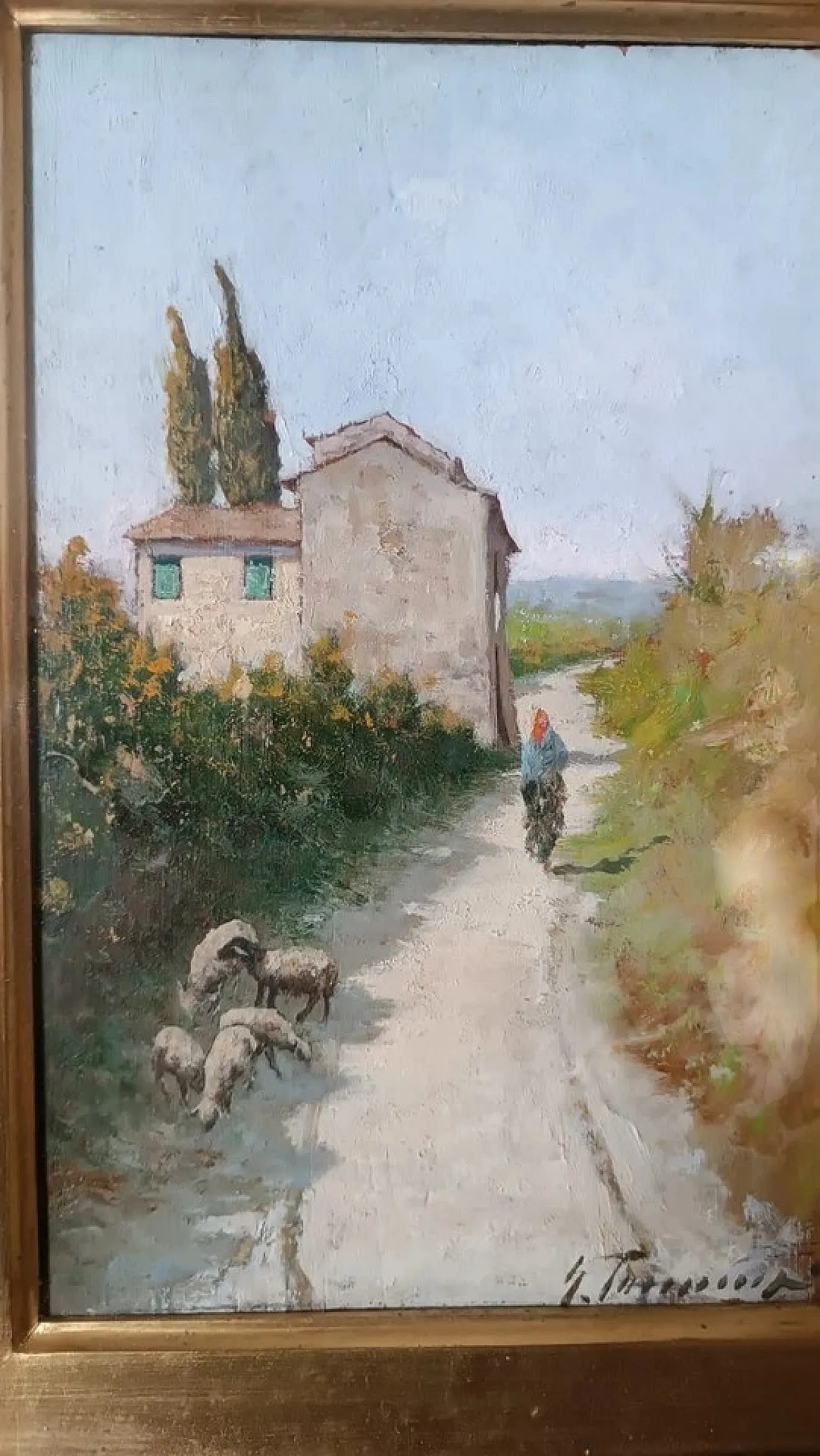 Tuscan foreshortening by Gino Tommasi, oil on panel, 20th century 13