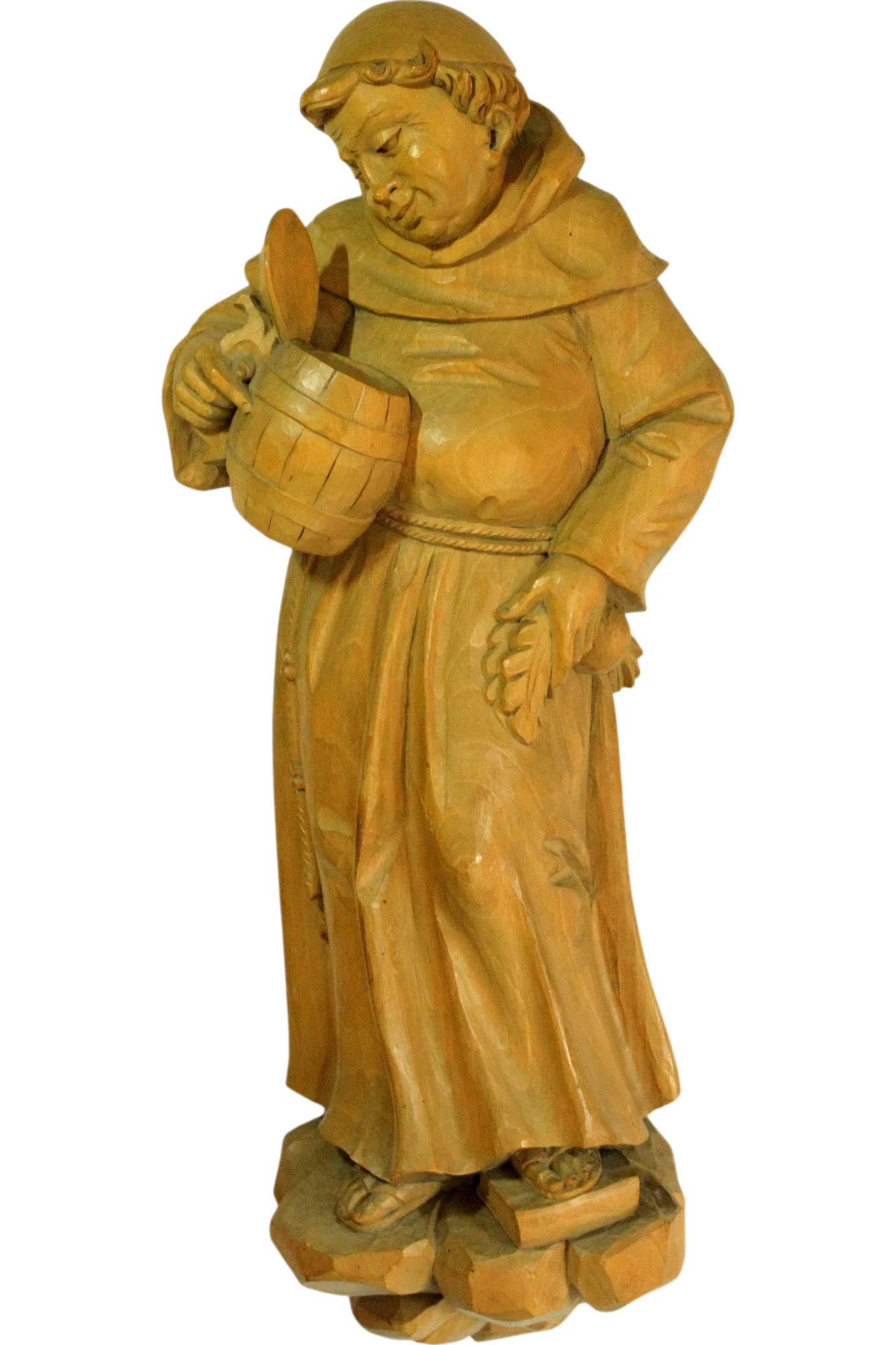 Mid Century wooden German sculpture "Monk with a tankard", 50s 10