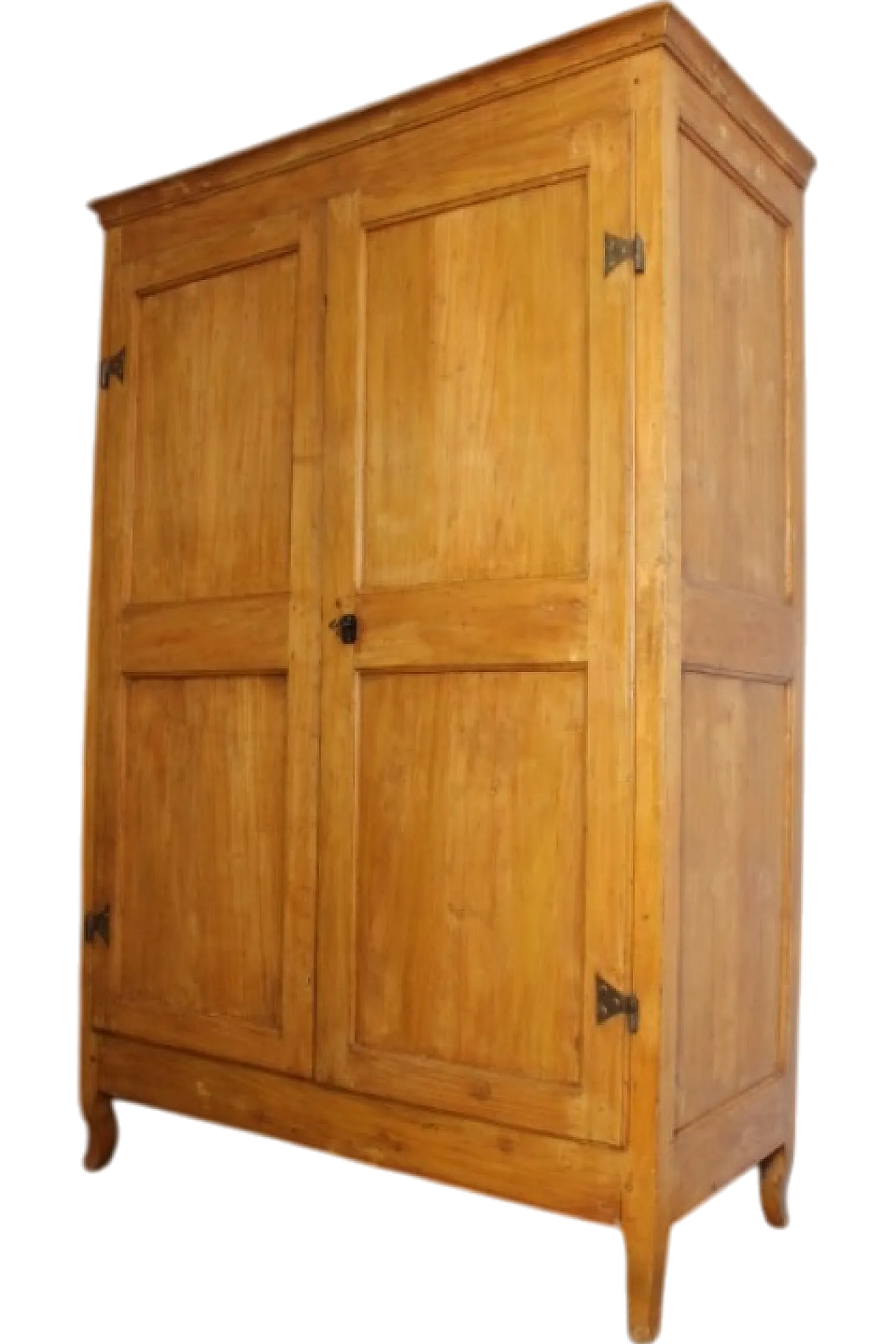 Antique Tuscan wardrobe in natural poplar, 18th century 16