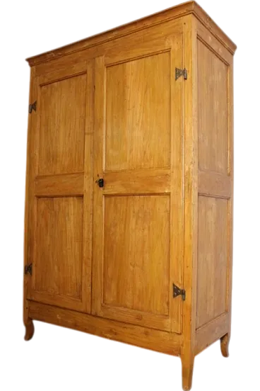 Antique Tuscan wardrobe in natural poplar, 18th century