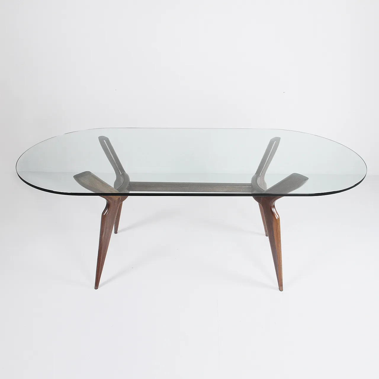 Wooden coffee table with glass top, 1960s 5