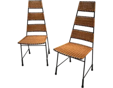 Pair of Spanish rattan chairs, 1960s